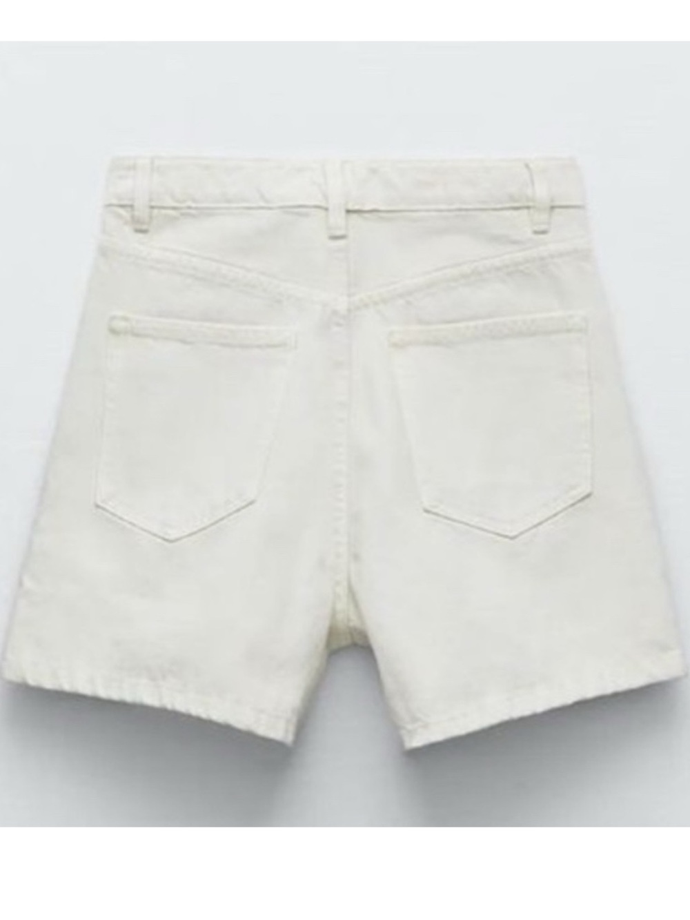 Zara Cream High-Rise Denim Shorts - Picture 7 of 7
